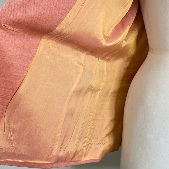 CLASSIC LUXURY VINTAGE WINDSOR BLAZER FLAX SILK CORAL SIZE EURO 40 - Picture 16 of 17